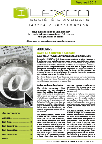 Lettre info Mars-Avril 2017