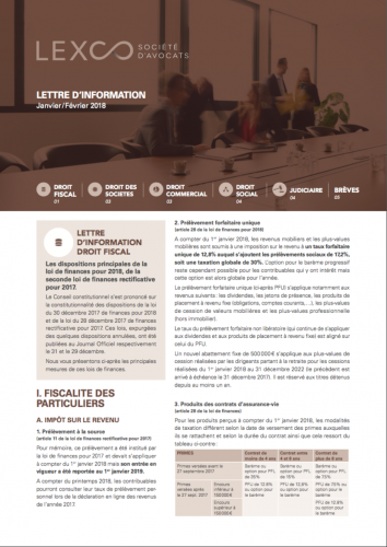 Lettre d'info LEXCO - Janv-Fev 2018