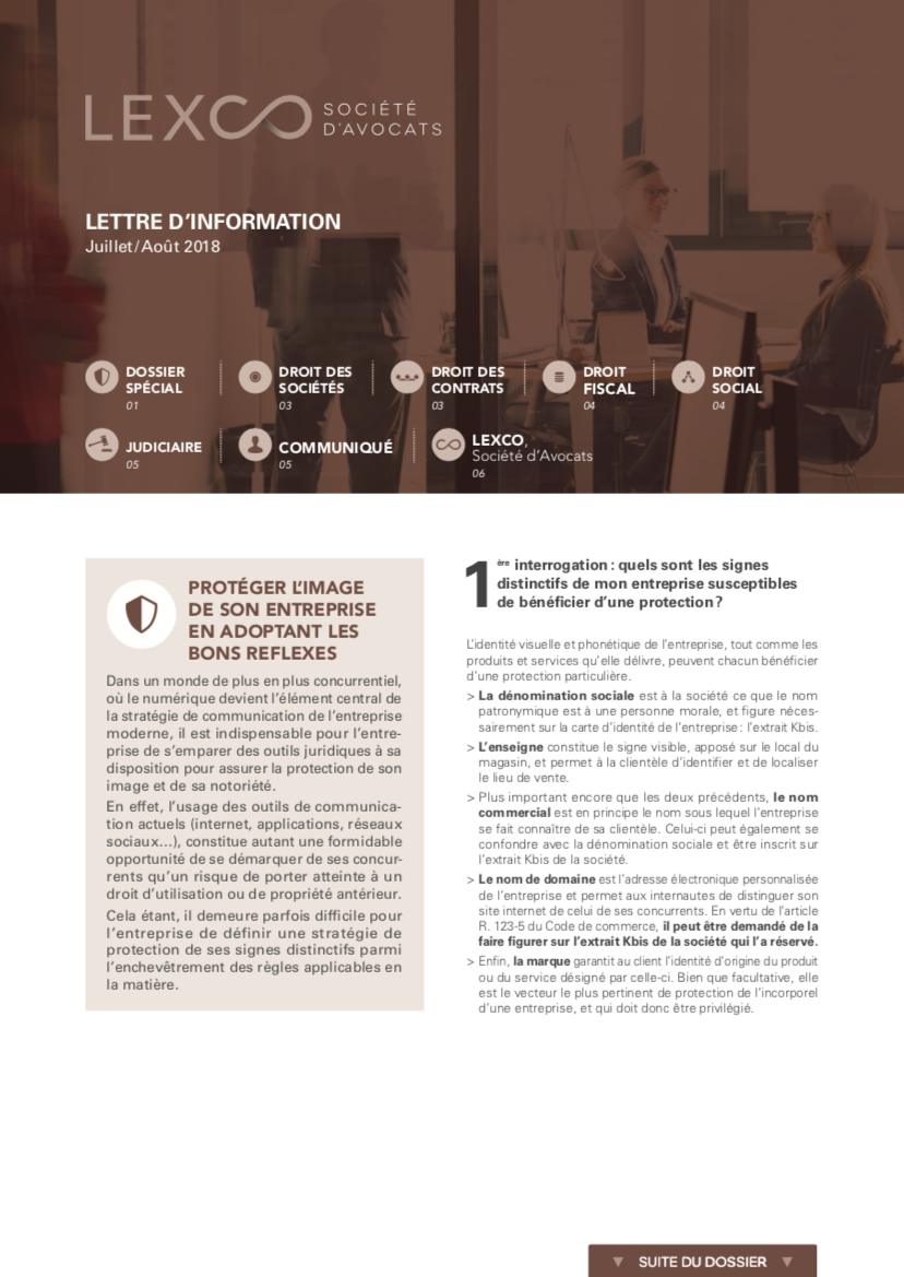 Lettre information Juillet Aout - LEXCO