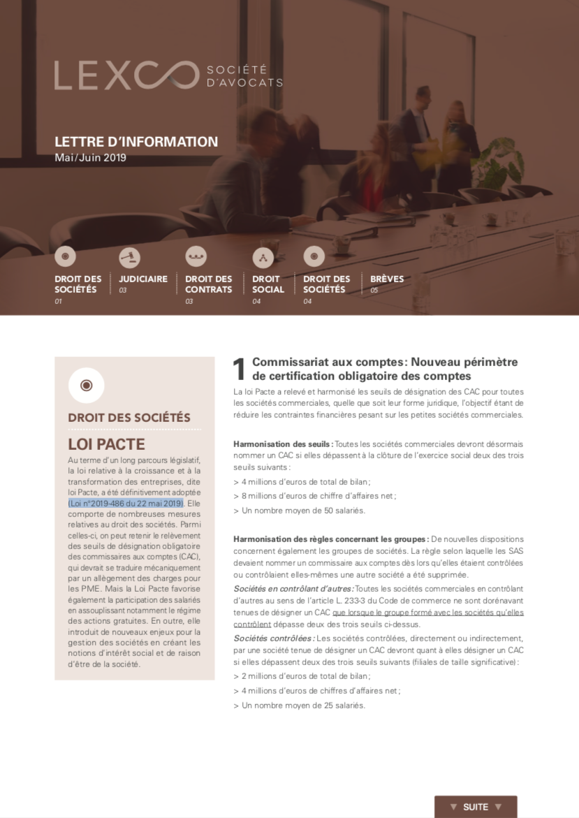 Lettre d'information mai-juin 2019