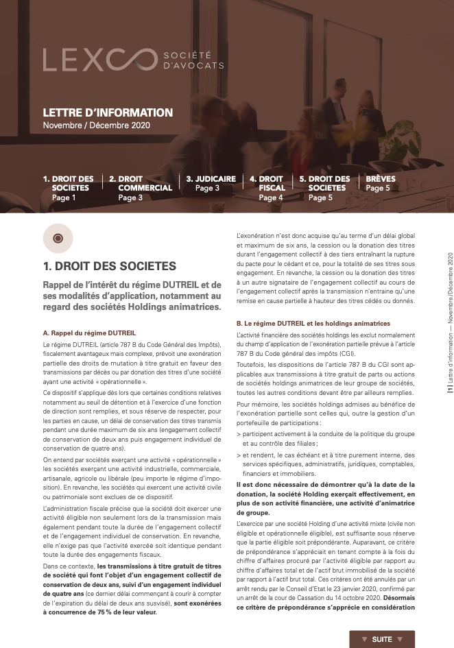 Lettre d'information Nov dec 2020